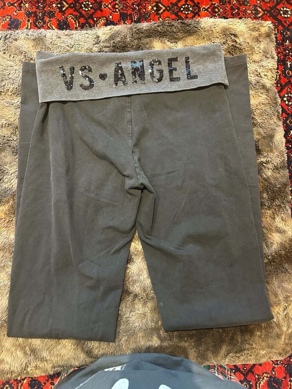 Victoria's Secret VS Angel Sequin Fold-over Yoga Pants Leggings Grey Size S